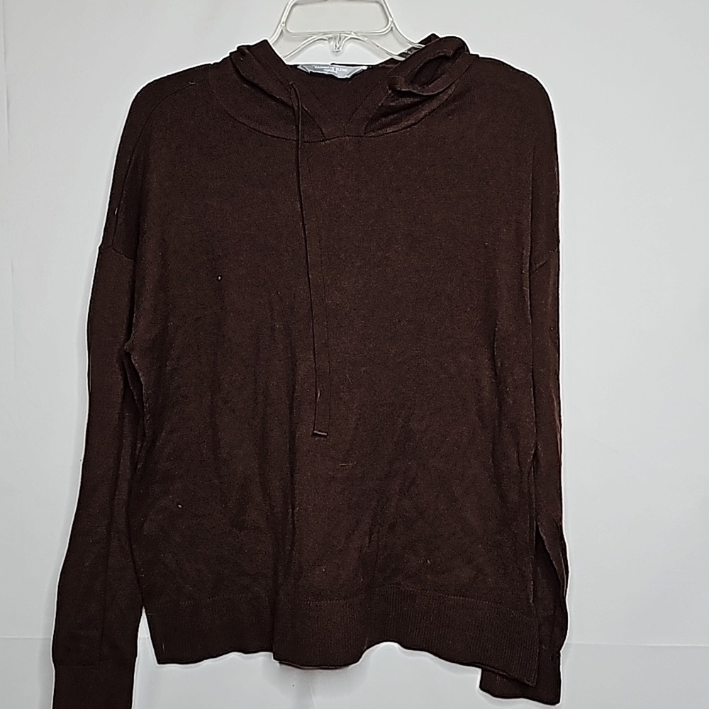 Cashmere Blend brown super soft pull over hooded hoodie sz Medium